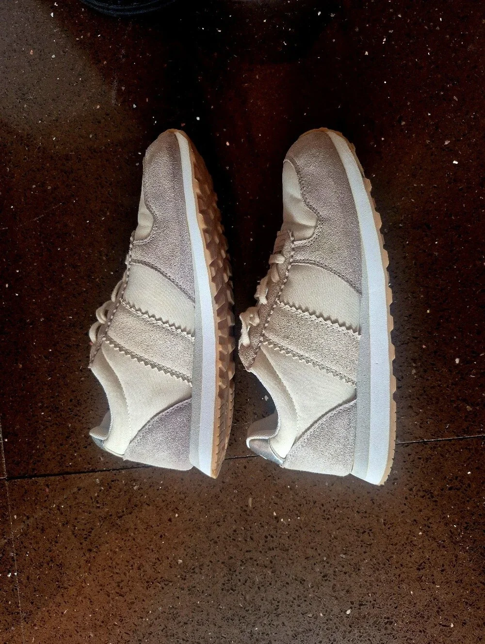 J. Crew Beige and Silver Suede Sneakers